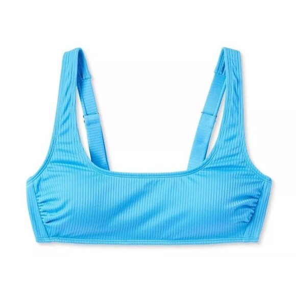 Wild Fable Light Blue Textured Ribbed Bralette Bikini Swim Top - Picture 2 of 7